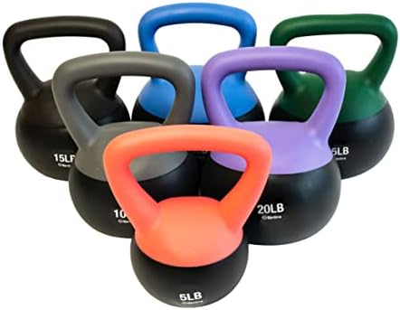 Bintiva Soft Kettlebells Sea and Iron Sand Filled Weights - Fitness Equipment for Women and Men - Color Coded Kettle Bel