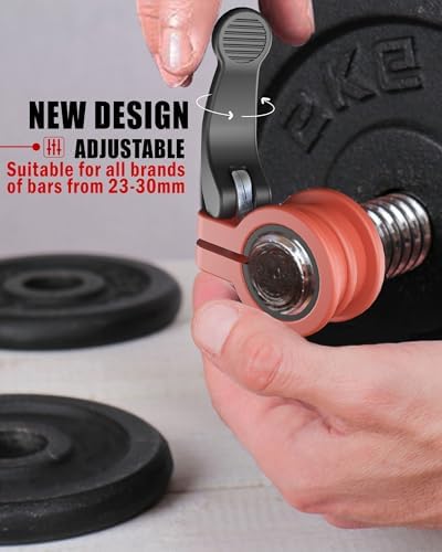 Multi-Size Adjustable Barbell Collar - Quick Release Weight Clips Pair for Dumbbell Bar - 1 inch Barbell Clamps | 1 inc