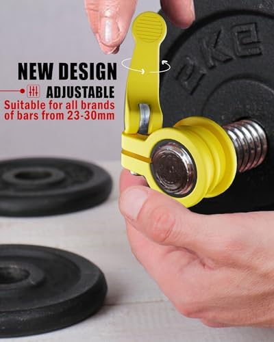 Multi-Size Adjustable Barbell Collar - Quick Release Weight Clips Pair for Dumbbell Bar - 1 inch Barbell Clamps | 1 inc
