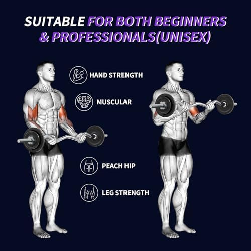EZ Curl Bar Weight Lifting Bar for Gym and Home, 47" 1-inch Diameter Curling Bars for Hip Thrusts/Squats/Lunges, 220lb W