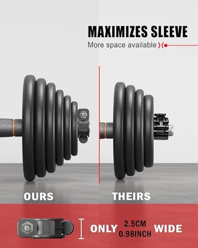 Multi-Size Adjustable Barbell Collar - Quick Release Weight Clips Pair for Dumbbell Bar - 1 inch Barbell Clamps | 1 inc