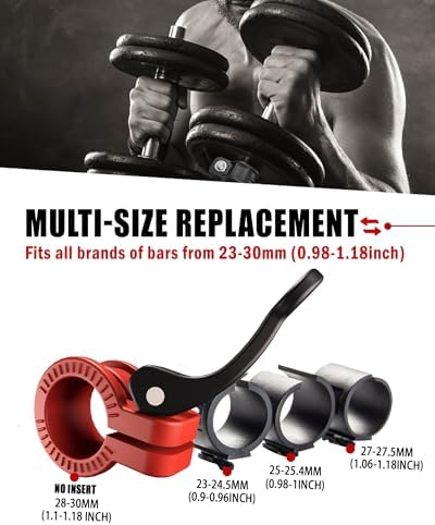 Multi-Size Adjustable Barbell Collar - Quick Release Weight Clips Pair for Dumbbell Bar - 1 inch Barbell Clamps | 1 inc