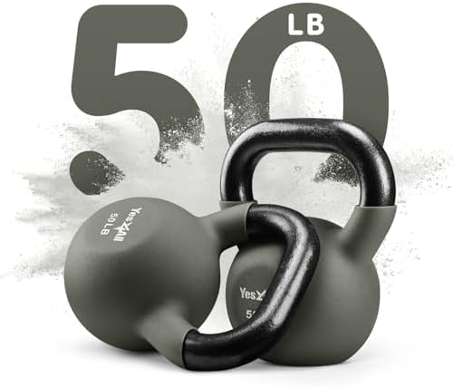 Yes4All 5-65 LB Kettlebells for Full Body Training at Home Gym | Yes4All Neoprene Coated Cast Iron Kettlebells for Home