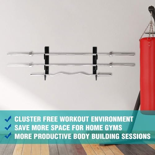 Yes4All Vertical Wall Mount Olympic Barbell Holder for Home Gym Storage | Yes4All Hanging Barbell Rack for Home Fitness
