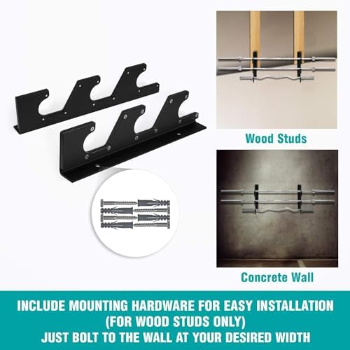 Yes4All Vertical Wall Mounted Olympic Barbell Holder for Home Gym Storage | Yes4All Hanging Barbell Rack with Barbell S
