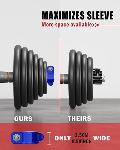 Multi-Size Adjustable Barbell Collar - Quick Release Weight Clips Pair for Dumbbell Bar - 1 inch Barbell Clamps | 1 inc