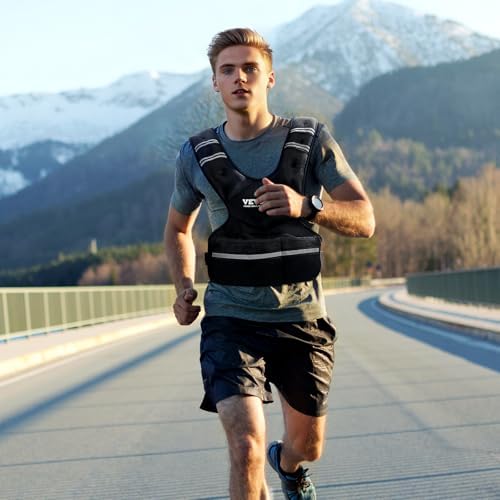 VEVOR Adjustable Weighted Vest for Strength Training and Running | Reflective Stripe Weight Vest by VEVOR for Nighttime