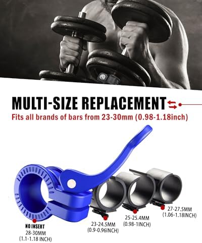 Multi-Size Adjustable Barbell Collar - Quick Release Weight Clips Pair for Dumbbell Bar - 1 inch Barbell Clamps | 1 inc
