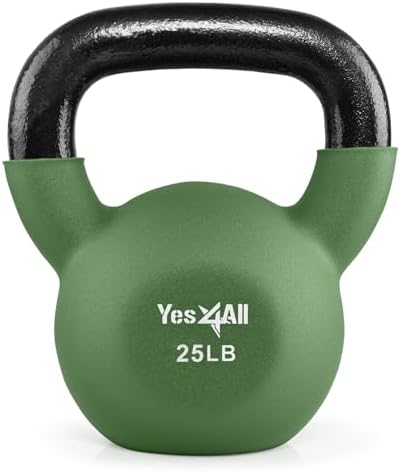 Yes4All 5-65 LB Kettlebells for Full Body Training at Home Gym | Yes4All Neoprene Coated Cast Iron Kettlebells for Home