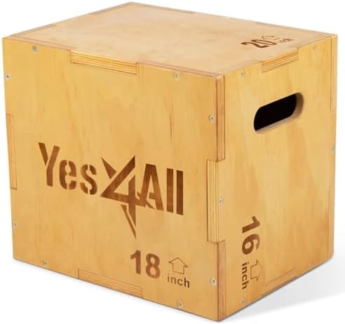 Yes4All 3-in-1 Wooden Plyo Box for Home Gym, 450 lbs Boxes with Smooth Edges and Wide Handles | Yes4All Plyo Box 3-in-1