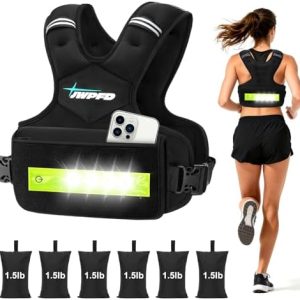 Adjustable Weighted Vest for Women and Men, 6-15 Lbs Rucking Vest with LED Light Strips
Adjustable Weighted Vest for W