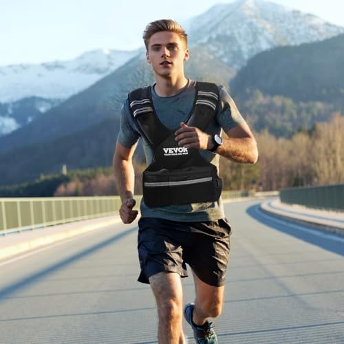 VEVOR Adjustable Weighted Vest for Strength Training and Running | Reflective Stripe Weight Vest by VEVOR for Nighttime