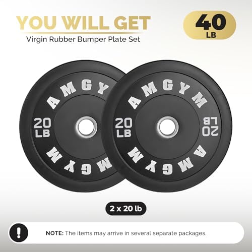 2 Inch Bumper Plates, 10-500lbs, Barbell Rubber Olympic Weight Plates Set for Home Gym, Strength Training & Weight Lifti
