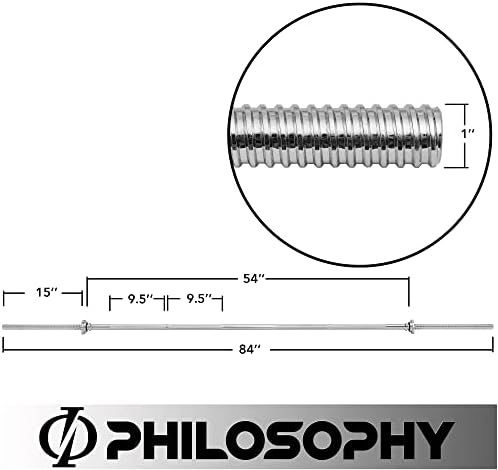 Philosophy Gym 1" Standard Weightlifting Barbell - Strong and Durable for Home or Commercial Use - Suitable for Powerlif