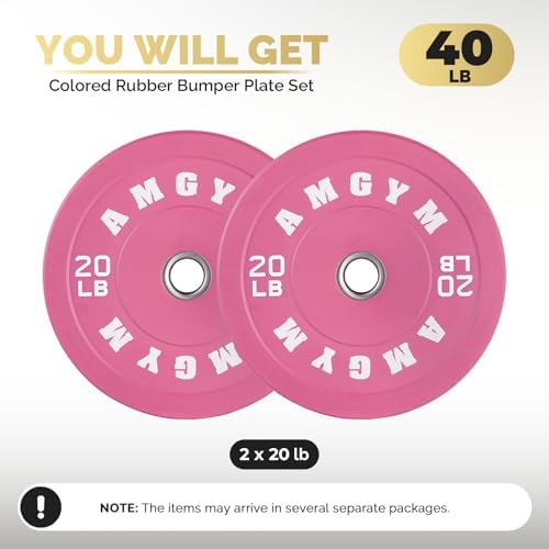 2 Inch Bumper Plates, 10-500lbs, Barbell Rubber Olympic Weight Plates Set for Home Gym, Strength Training & Weight Lifti