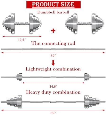 VIVITORY Adjustable Dumbbells Home Gym Workout Fitness Equipment, Chromed Weights, Metal Connecting Rod, 11/22/44/66/110