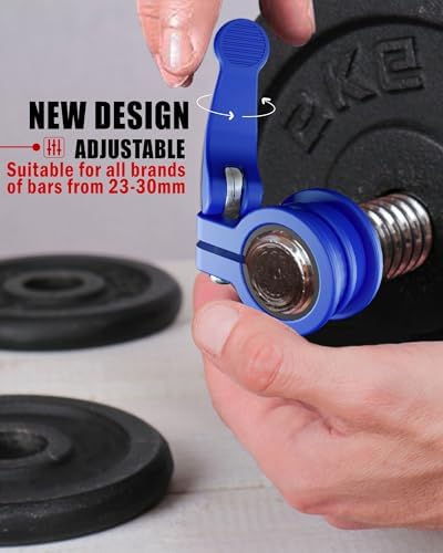 Multi-Size Adjustable Barbell Collar - Quick Release Weight Clips Pair for Dumbbell Bar - 1 inch Barbell Clamps | 1 inc