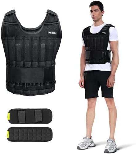 Men's Adjustable Weight Vest 20lb-60lb for Strength Training and Running | Men's 30lb Adjustable Weight Vest with Steel