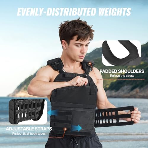VEVOR Adjustable Weighted Vest for Strength Training and Running | Reflective Stripe Weight Vest by VEVOR for Nighttime