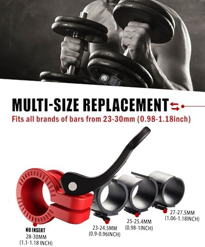 Multi-Size Adjustable Barbell Collar - Quick Release Weight Clips Pair for Dumbbell Bar - 1 inch Barbell Clamps | 1 inc