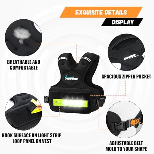 Adjustable Weighted Vest for Women and Men, 6-15 Lbs Rucking Vest with LED Light Strips
Adjustable Weighted Vest for W - Image 4