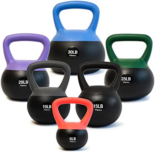 Bintiva Soft Kettlebells Sea and Iron Sand Filled Weights - Fitness Equipment for Women and Men - Color Coded Kettle Bel