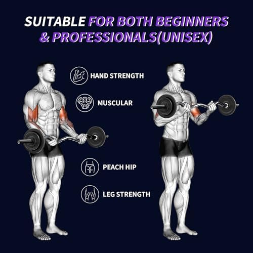 EZ Curl Bar Weight Lifting Bar for Gym and Home, 47" 1-inch Diameter Curling Bars for Hip Thrusts/Squats/Lunges, 220lb W