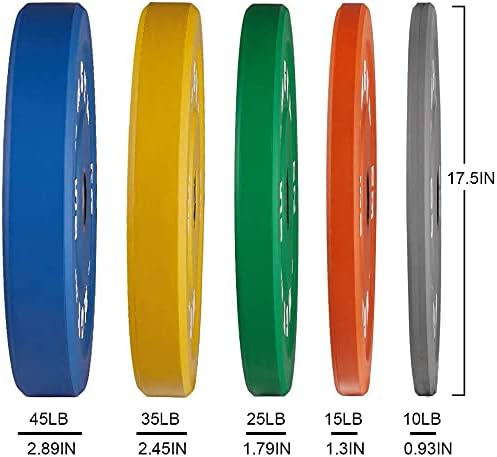 2 Inch Bumper Plates, 10-500lbs, Barbell Rubber Olympic Weight Plates Set for Home Gym, Strength Training & Weight Lifti