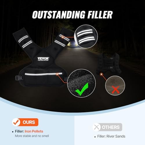 VEVOR Adjustable Weighted Vest for Strength Training and Running | Reflective Stripe Weight Vest by VEVOR for Nighttime