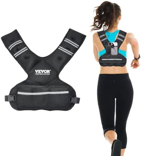 VEVOR Adjustable Weighted Vest for Strength Training and Running | Reflective Stripe Weight Vest by VEVOR for Nighttime