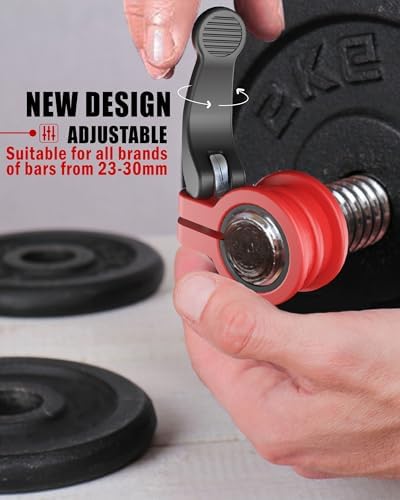 Multi-Size Adjustable Barbell Collar - Quick Release Weight Clips Pair for Dumbbell Bar - 1 inch Barbell Clamps | 1 inc