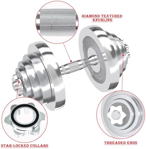 VIVITORY Adjustable Dumbbells Home Gym Workout Fitness Equipment, Chromed Weights, Metal Connecting Rod, 11/22/44/66/110