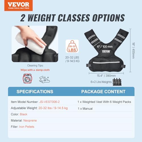 VEVOR Adjustable Weighted Vest for Strength Training and Running | Reflective Stripe Weight Vest by VEVOR for Nighttime
