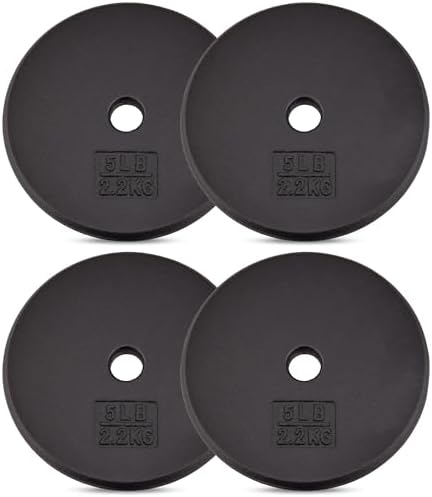 Yes4All Standard 1" Cast Iron Weight Plate - Perfect for Strength Training Enthusiasts - Set of 4, 5LB to 25LB