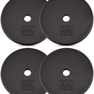 Yes4All Standard 1" Cast Iron Weight Plate - Strength Training - Multiple Weight: 5LB to 25LB (Single & Set of 4) Yes4