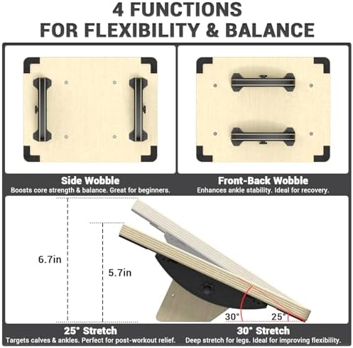 Sportneer 2-in-1 Balance Board - Adjustable Wobble & Slant Board for Core Strength and Stretching | Sportneer 2-in-1 Ba