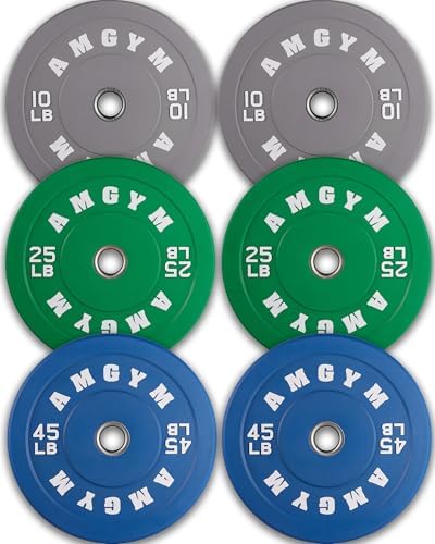 2 Inch Bumper Plates, 10-500lbs, Barbell Rubber Olympic Weight Plates Set for Home Gym, Strength Training & Weight Lifti