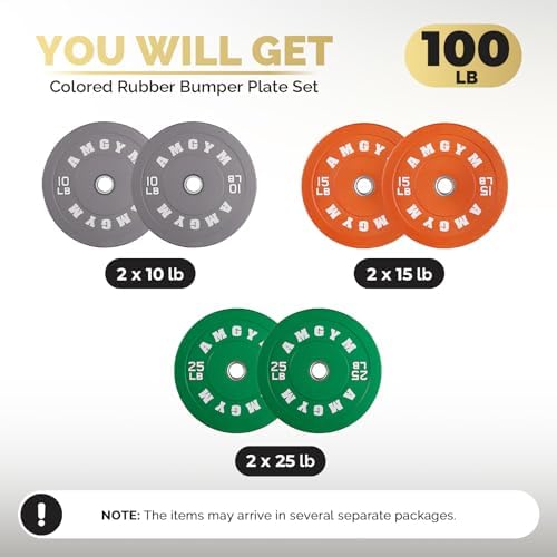 2 Inch Bumper Plates, 10-500lbs, Barbell Rubber Olympic Weight Plates Set for Home Gym, Strength Training & Weight Lifti