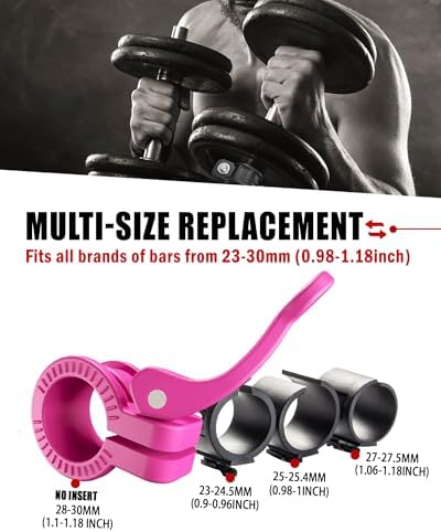 Multi-Size Adjustable Barbell Collar - Quick Release Weight Clips Pair for Dumbbell Bar - 1 inch Barbell Clamps | 1 inc