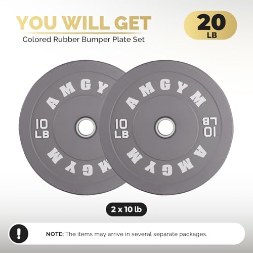 2 Inch Bumper Plates, 10-500lbs, Barbell Rubber Olympic Weight Plates Set for Home Gym, Strength Training & Weight Lifti