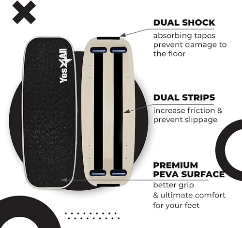 Yes4All Balance Board Sports Trainer for Core Strength and Balance Improvement | Yes4All Surf Trainer Board with Adjust