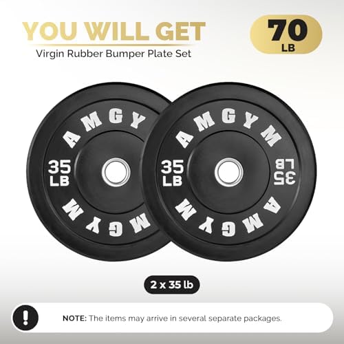 2 Inch Bumper Plates, 10-500lbs, Barbell Rubber Olympic Weight Plates Set for Home Gym, Strength Training & Weight Lifti