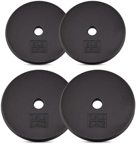Yes4All Standard 1" Cast Iron Weight Plate - Perfect for Strength Training Enthusiasts - Set of 4, 5LB to 25LB