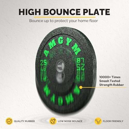 2 Inch Bumper Plates, 10-500lbs, Barbell Rubber Olympic Weight Plates Set for Home Gym, Strength Training & Weight Lifti
