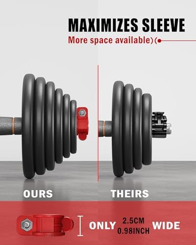 Multi-Size Adjustable Barbell Collar - Quick Release Weight Clips Pair for Dumbbell Bar - 1 inch Barbell Clamps | 1 inc