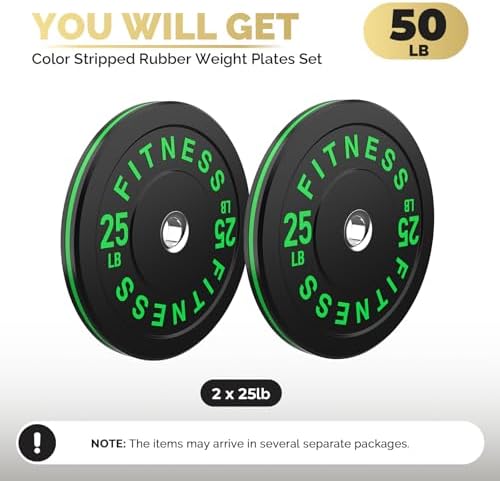 2 Inch Bumper Plates, 10-500lbs, Barbell Rubber Olympic Weight Plates Set for Home Gym, Strength Training & Weight Lifti
