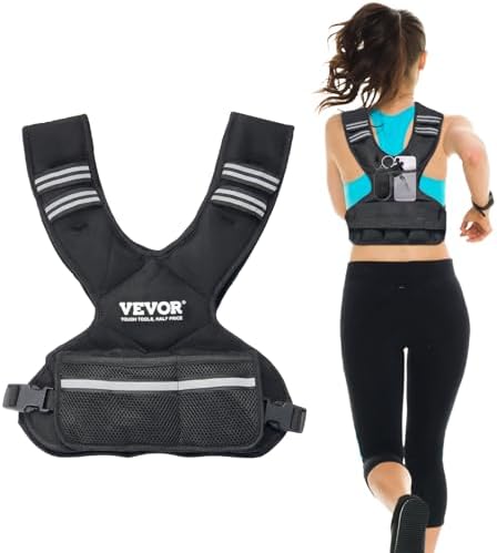 VEVOR Adjustable Weighted Vest for Strength Training and Running | Reflective Stripe Weight Vest by VEVOR for Nighttime