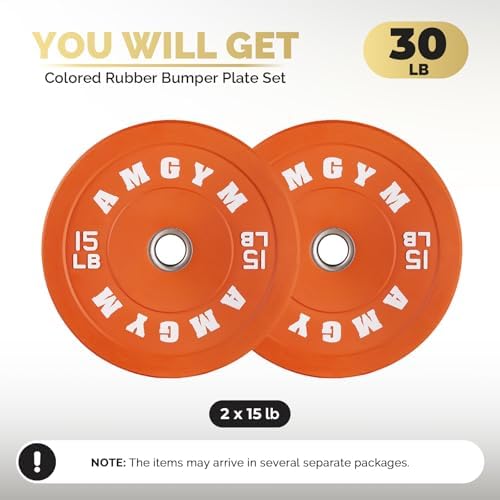 2 Inch Bumper Plates, 10-500lbs, Barbell Rubber Olympic Weight Plates Set for Home Gym, Strength Training & Weight Lifti