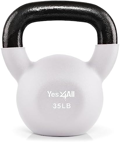 Yes4All 5-65 LB Kettlebells for Full Body Training at Home Gym | Yes4All Neoprene Coated Cast Iron Kettlebells for Home
