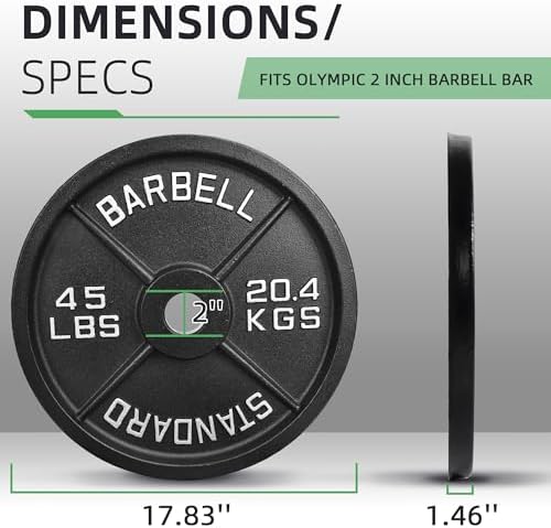 Fitvids 2-Inch Olympic Cast Iron Weight Plate for Strength Training & Weightlifting: Multiple Sizes, Strong & Durable Fi - Image 30
